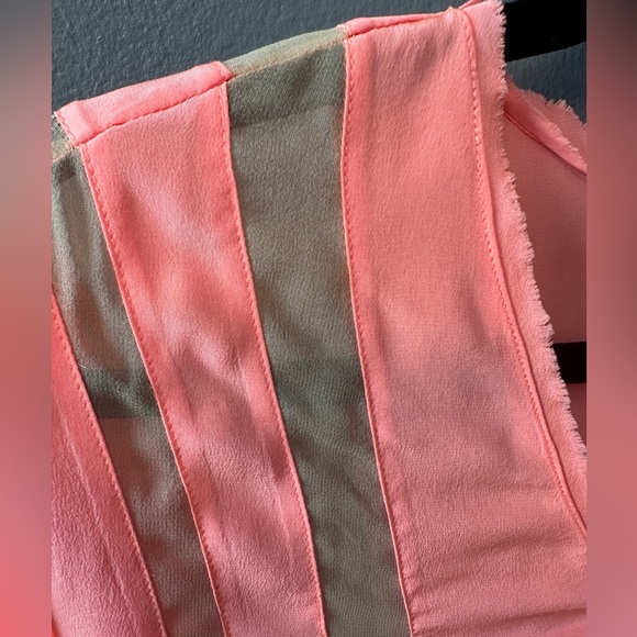 ELIZABETH AND JAMES 100% silk peach silk top with sheer panels, sz small - Picture 9 of 10